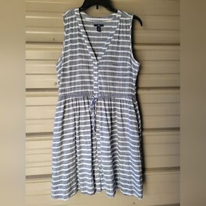 GAP 100% Cotton Striped Sleeveless Dress w/pockets